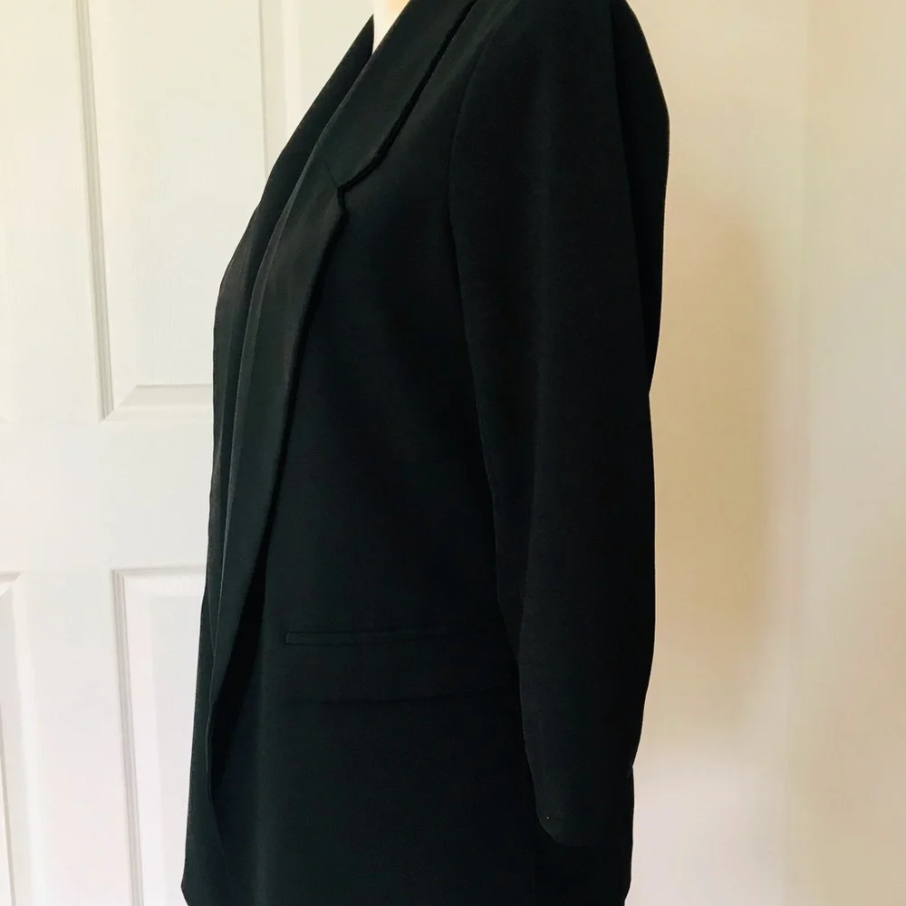 Gently Worn NY & Company Tuxedo Style Open Front Jacket/Blazer Black Size M - Picture 2 of 9